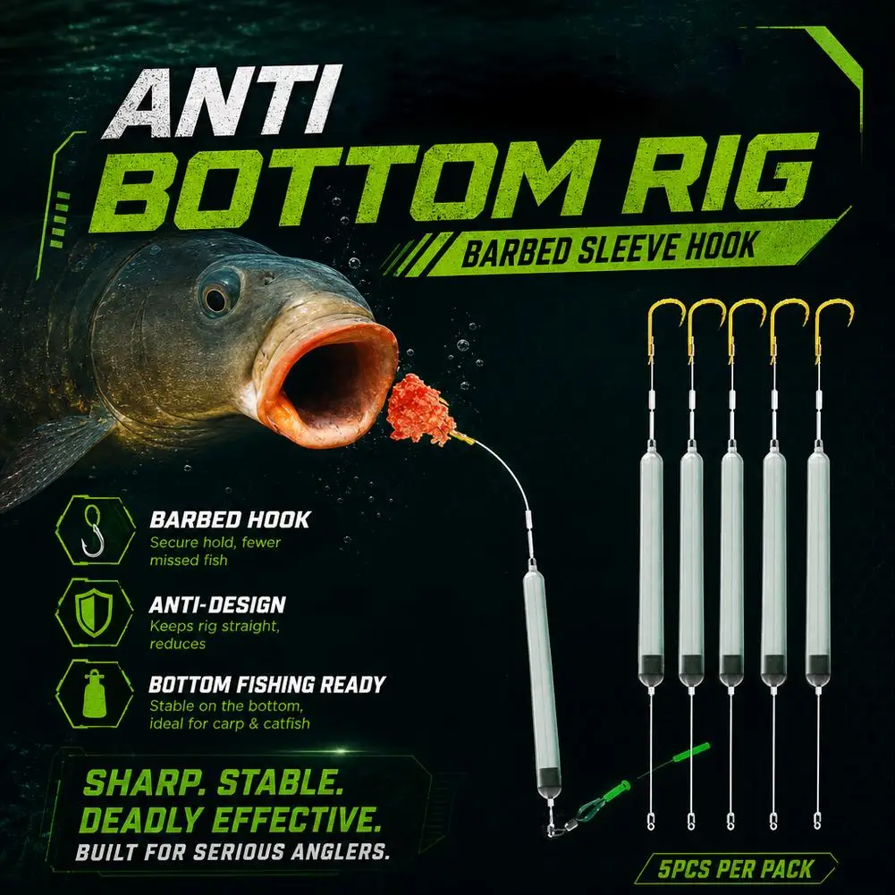 Ready Made Carp Fishing Rigs Suspension Hair Rig Anti Bottom Golden Sleeve Fishing Hooks Set For Carp Feeder Tackle