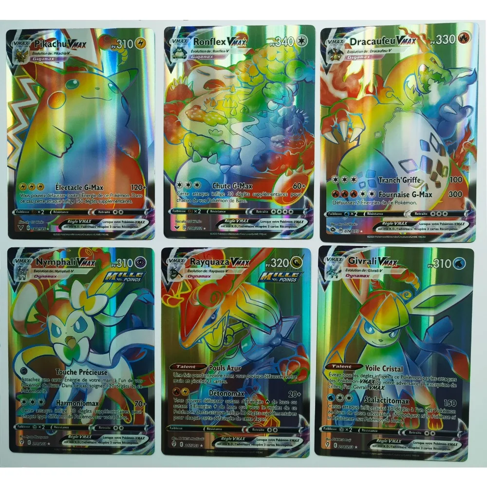 English and French Extra Large Pocket Monster Card 30 Giant Letter Cards Vmax  GX Arceus Pikachu Charizard Super Shiny Rare Card