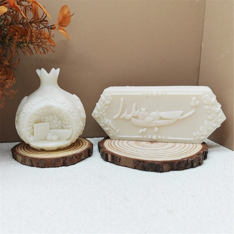 قوالب شموع من السيليكون على شكل رمان لصنع صابون الشموع من راتنجات الإيبوكسي