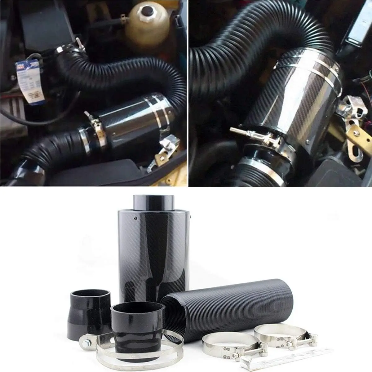 GM 3-дюймовый комплект закрытого впускного шланга с подачей фильтра холодного воздуха из углеродного волокна