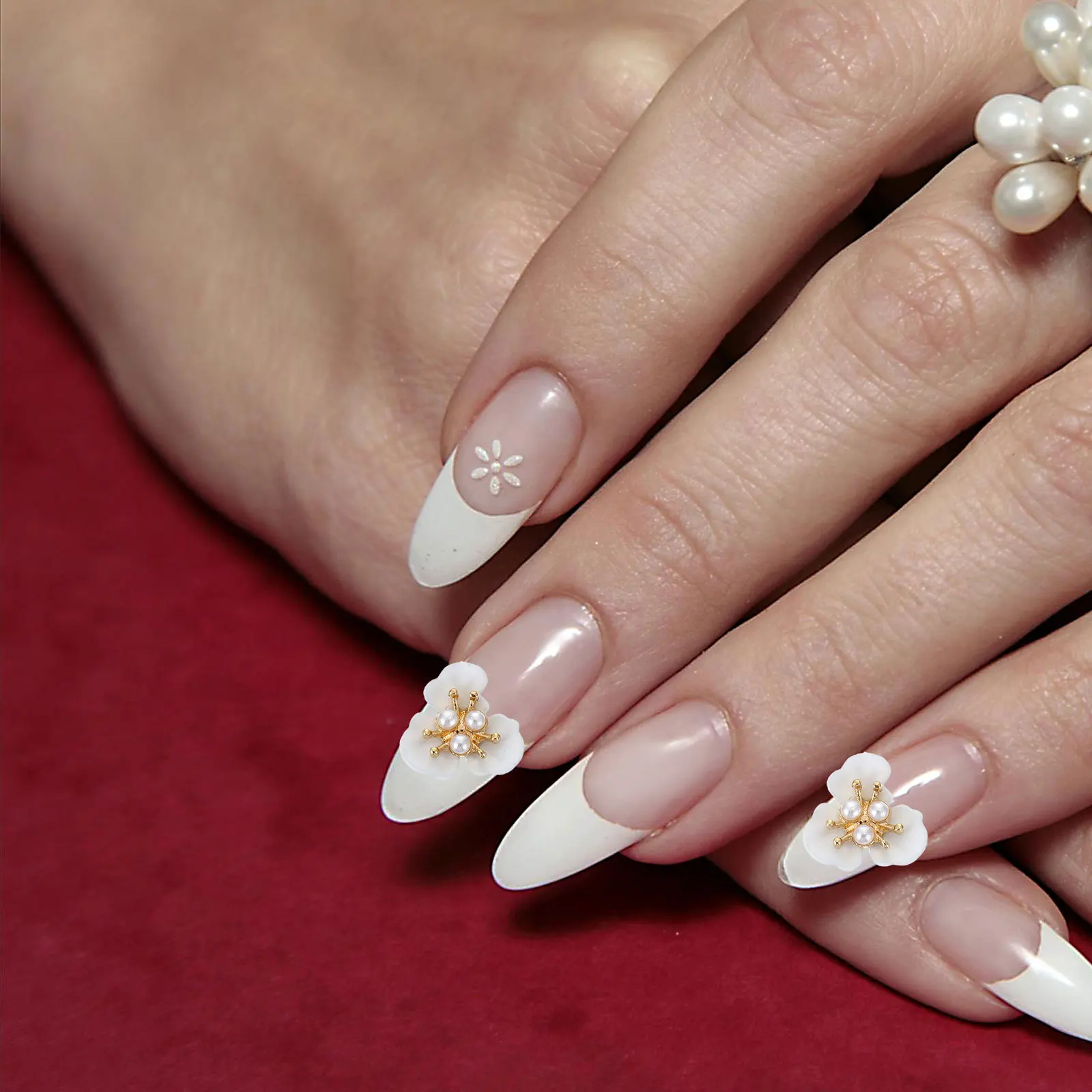 12 pezzi di ciondoli per unghie fai da te fiore perla design gioielli per manicure eleganti decorazioni per nail art forniture per manicure glitterate