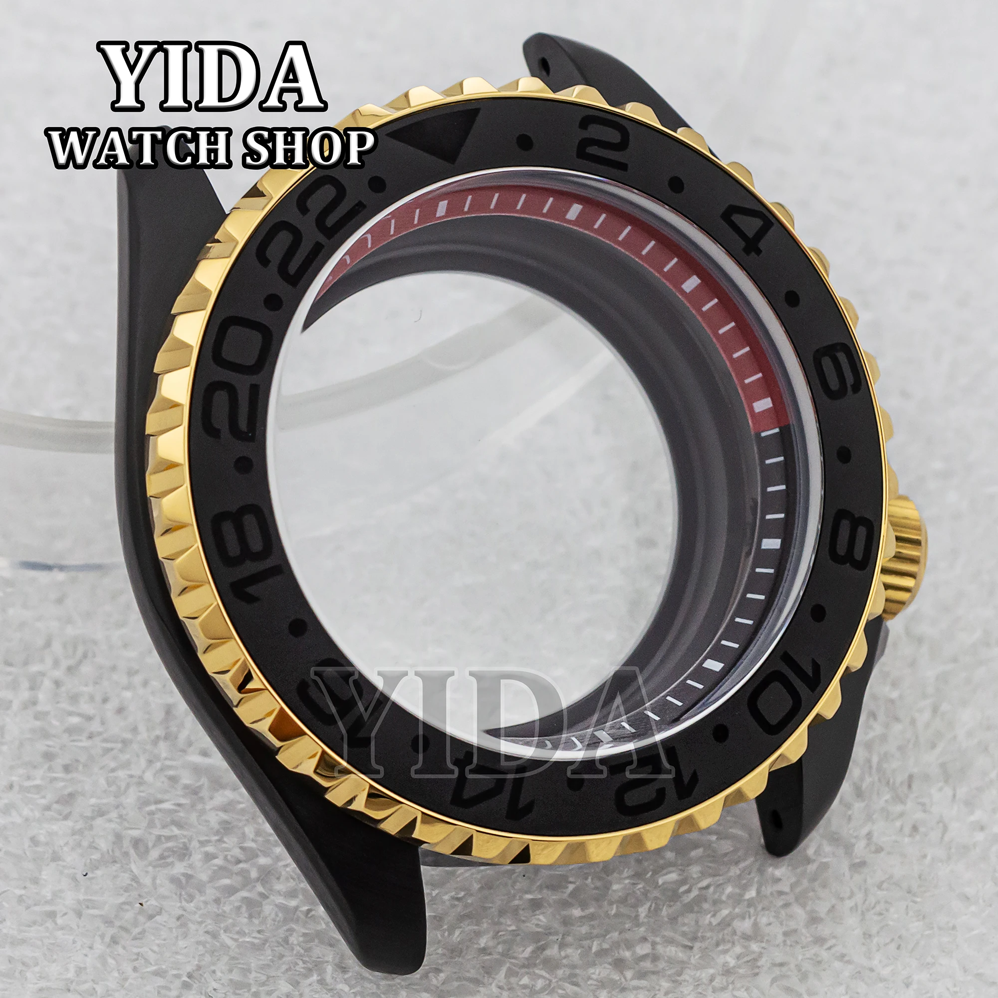

42MM Plating Black Gold Watch Case Stainless Steel Case Sapphire Glass 10ATM Waterproof For SKX007 NH35 NH36 Automatic Movement