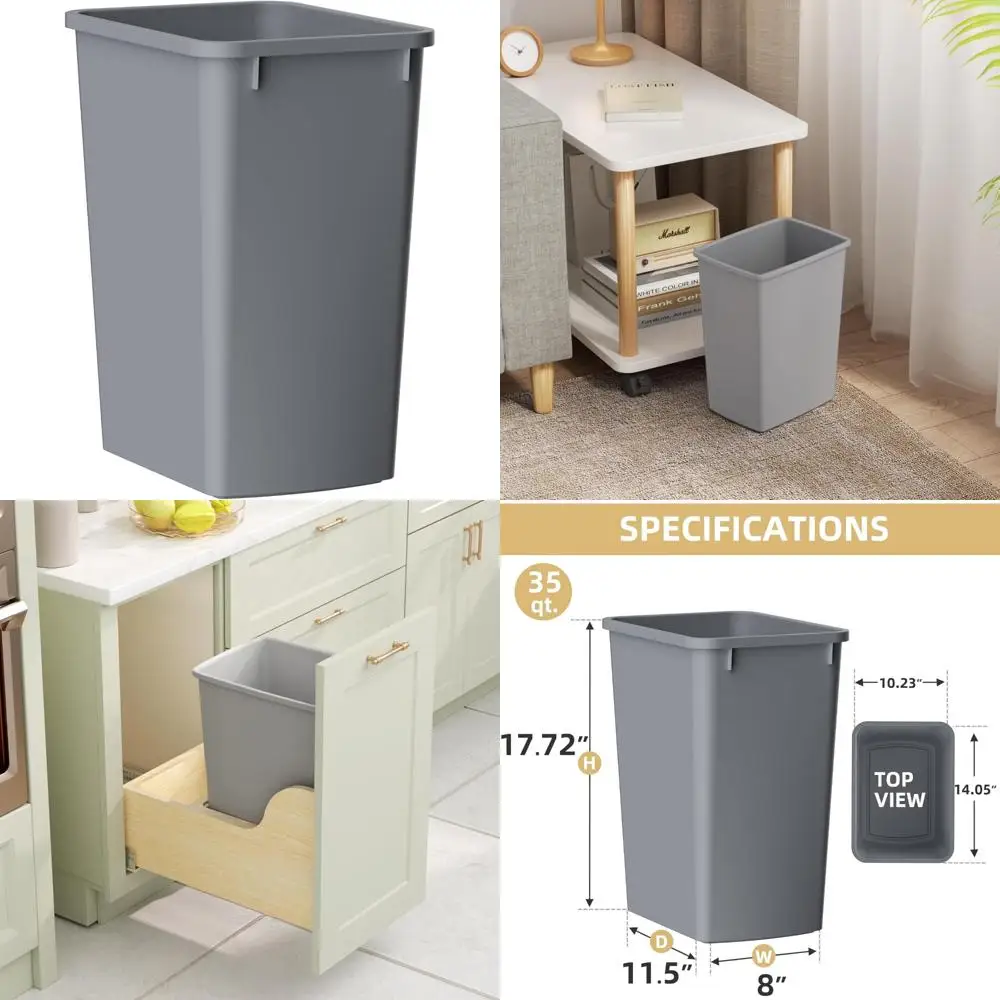 

Тонкий кухонный мусорный бак на 9 галлонов — мусорное ведро под шкафом для спальни, офиса и ванной комнаты