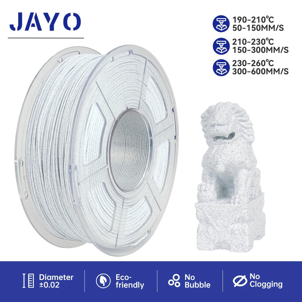 JAYO 3D-Drucker-Filament, Hochgeschwindigkeits-PLA, Marmor, 1 Rolle/1,1 kg, 1,75 mm Filament, umweltfreundliches Material für 100 % blasenfreie 3D-Drucker