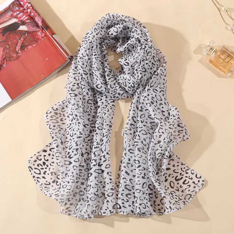 50*160cm Scarf Summer Small Scarf Dual-use Wild Small Silk Scarf Classic Leopard Chiffon Scarf Ladies Thin Shawl Hijab Scarf