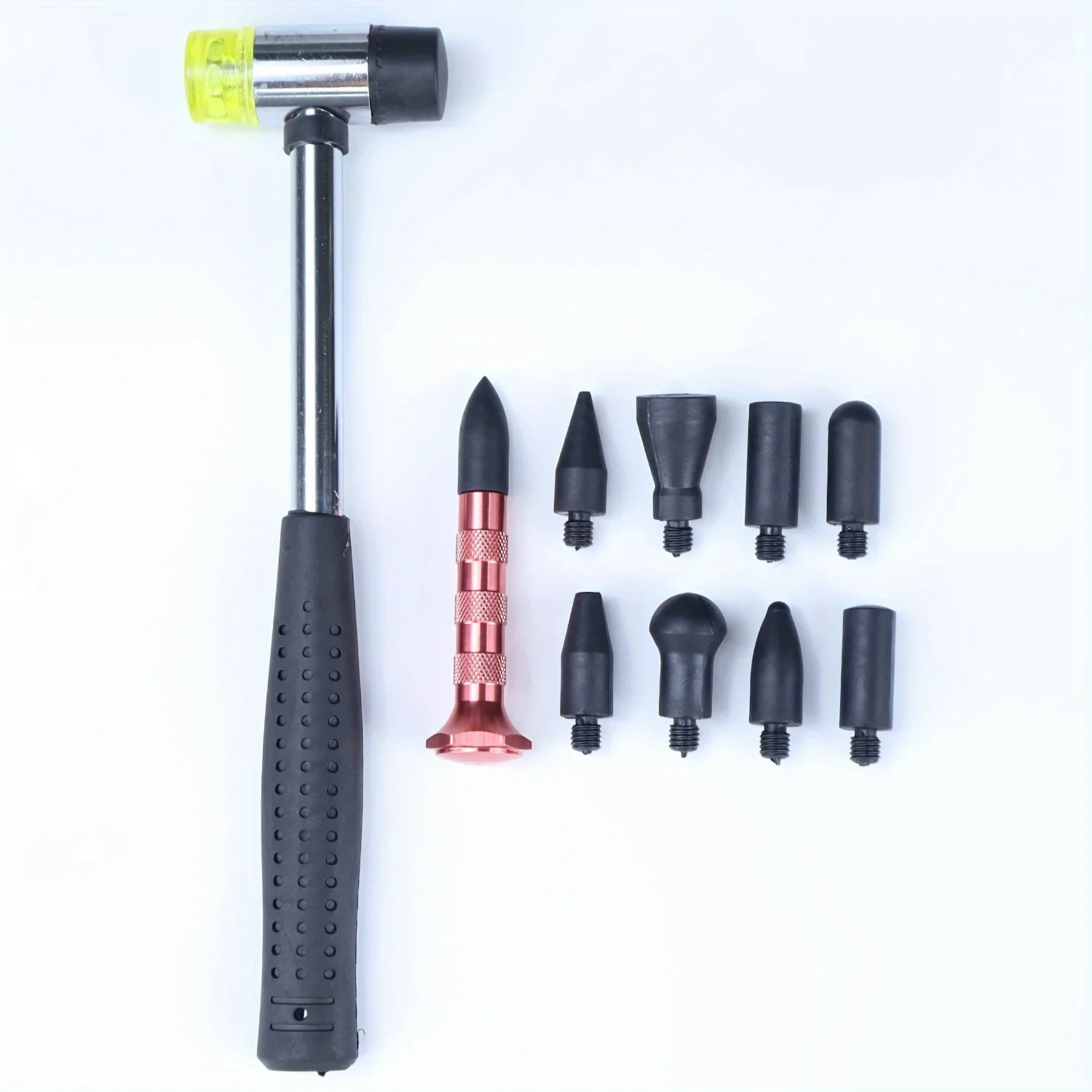 Car Tools Auto Dent Repair Multi-Head Leveling Hammer Knockout Pen Repair Body Paintless Dent Repair Hand Tool for Removal Hail