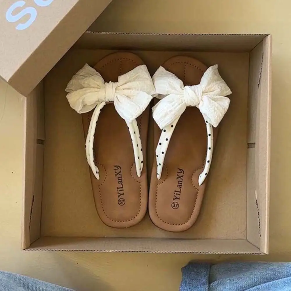 

Милые шлепанцы из ПВХ с бантом, противоскользящие пляжные тапочки на мягкой подошве для женщин, милые шлепанцы, летние сандалии