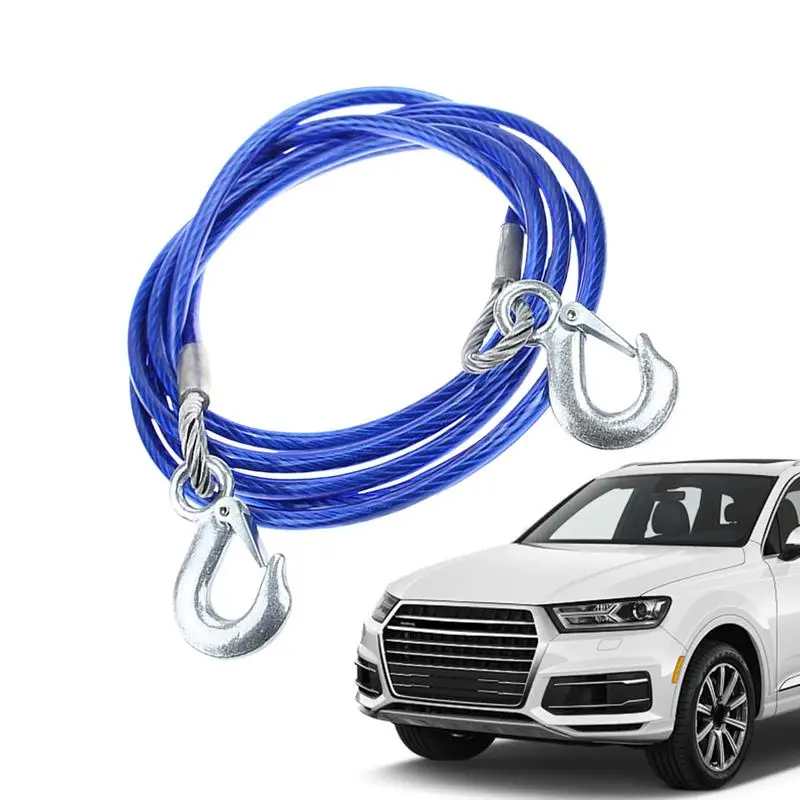 

5 м стальной автомобильный буксирный трос, сверхмощный 5-тонный трос для прицепа, буксировочный трос, крючки для ремня, фургон, восстановление дорог, автомобильные аксессуары