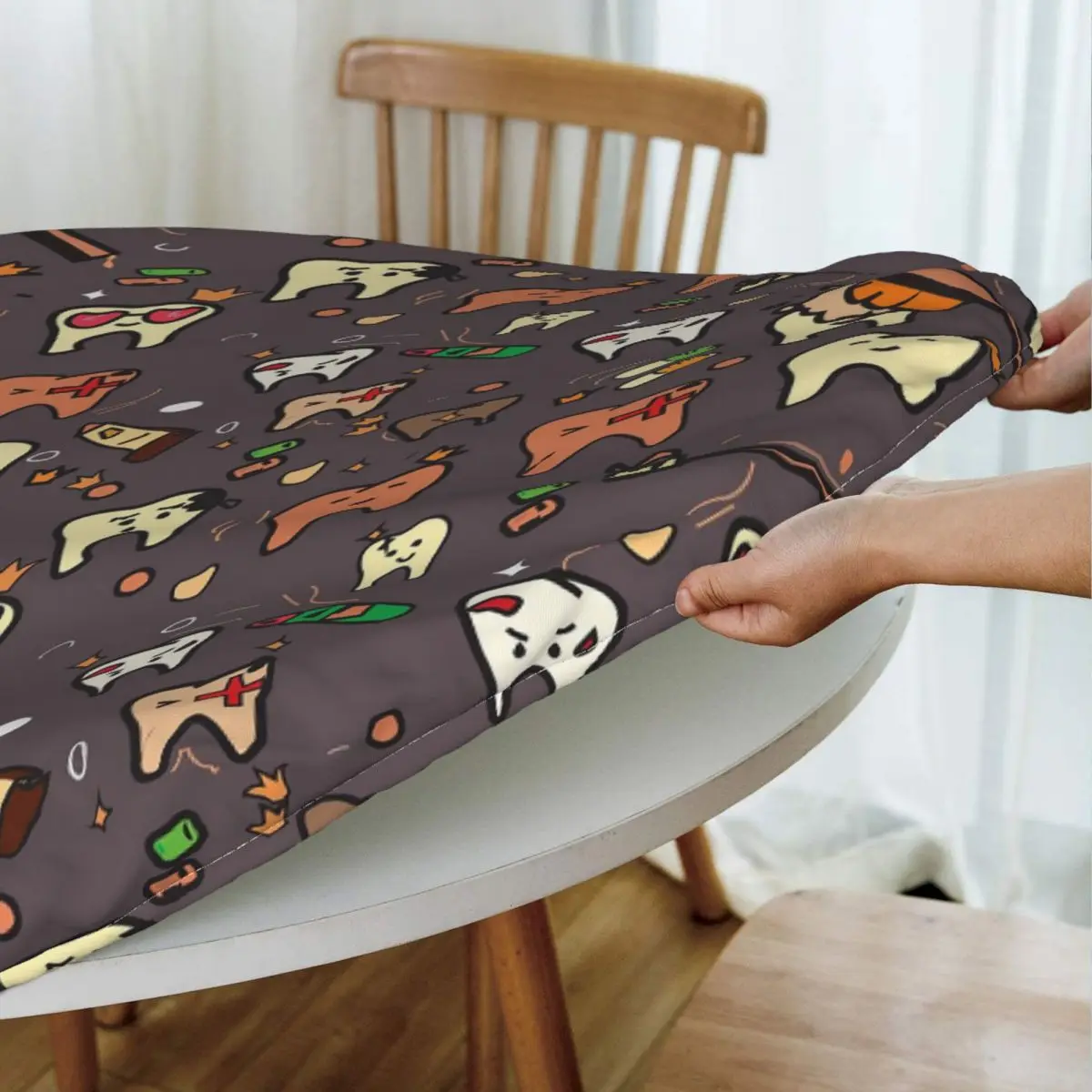 Dentist Pack Waterproof Round Tablecloth Oilproof Table Cloth for Kitchen Events Dining Table Cover