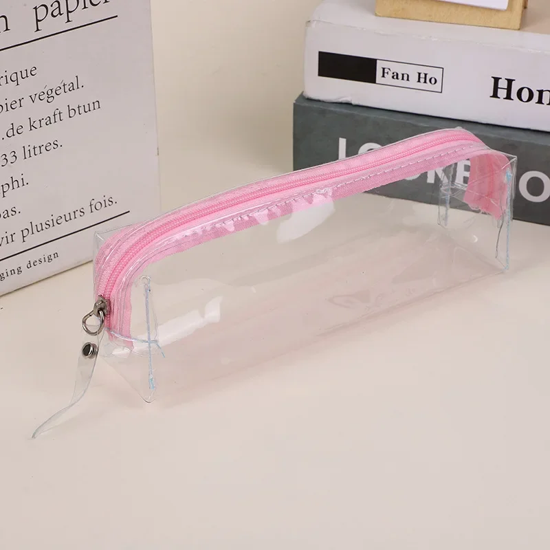 Transparent Zipper Pencil Case Pen Bag Cosmetic Makeup Pouch Large Capacity Pen Case Sundries Organizers School Stationery Gifts