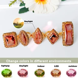 Turkish Sultanite Color-changing stone Handcrafted rings for women change different colors according to different light sources