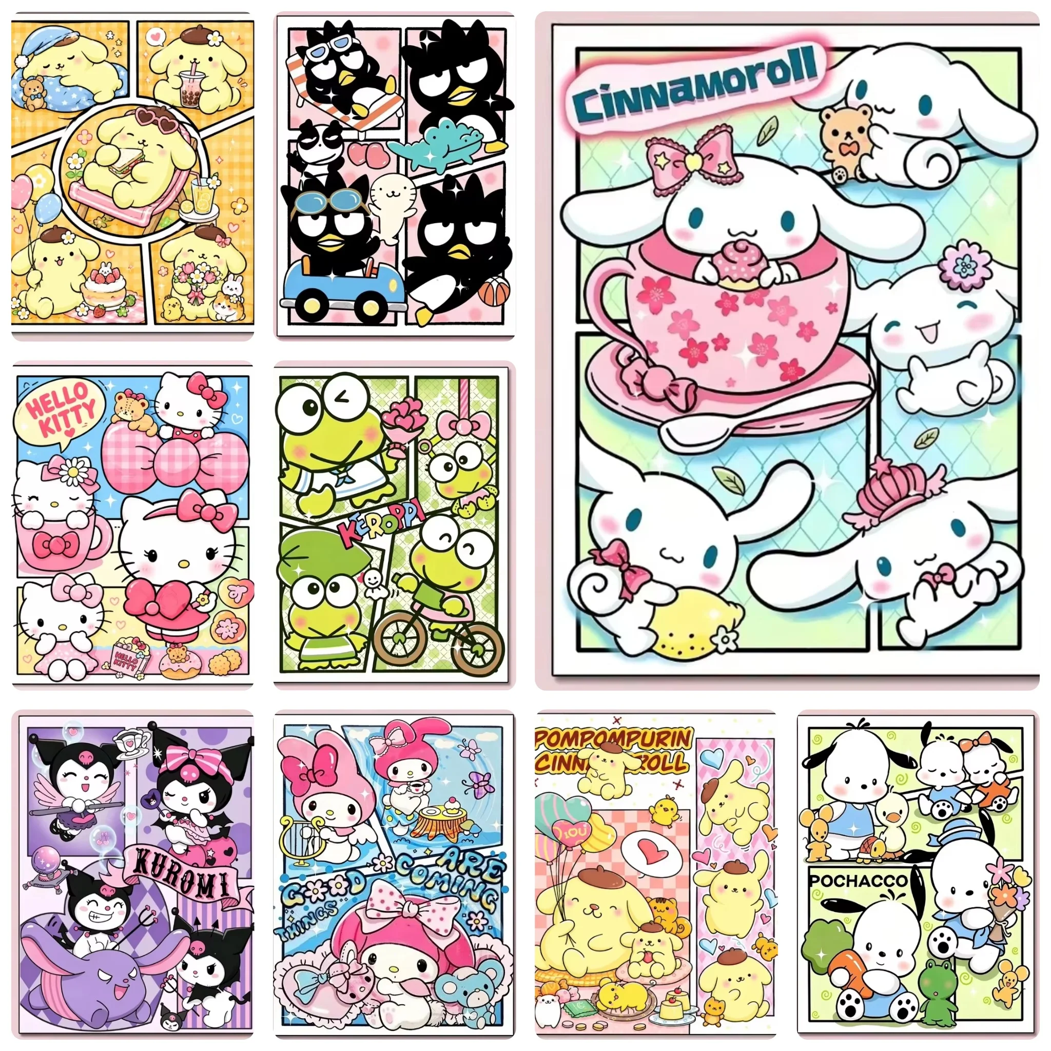 Lovely Cartoon Jigsaw Puzzle Set, Sanrio Multi Panel Comic Style Character Scene Collage Handcraft Decor For Indoor Display