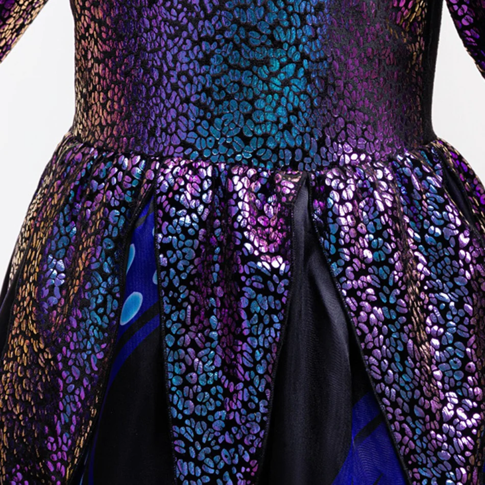 Mermaid Ursula Cosplay Princess Dress Children Long Sleeves Halloween Carnival Party Costume Girls Kid Stage Performance Clothes view 6