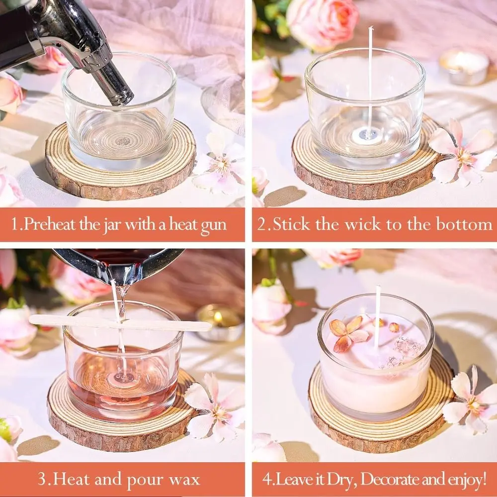 

C9 Clear Glass Candle Jars Small Wide Mouth Empty Candle Containers Glass Crafts Airtight Bamboo Lids Glass Aromatherapy Tray