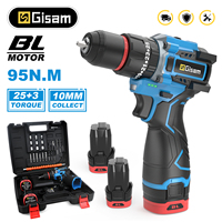 Gisam 95NM Brushless Electric Impact Drill 25+3 Torque 3 in 1 Cordless Electric Screwdriver Portable Power Tools For Home Woodwo