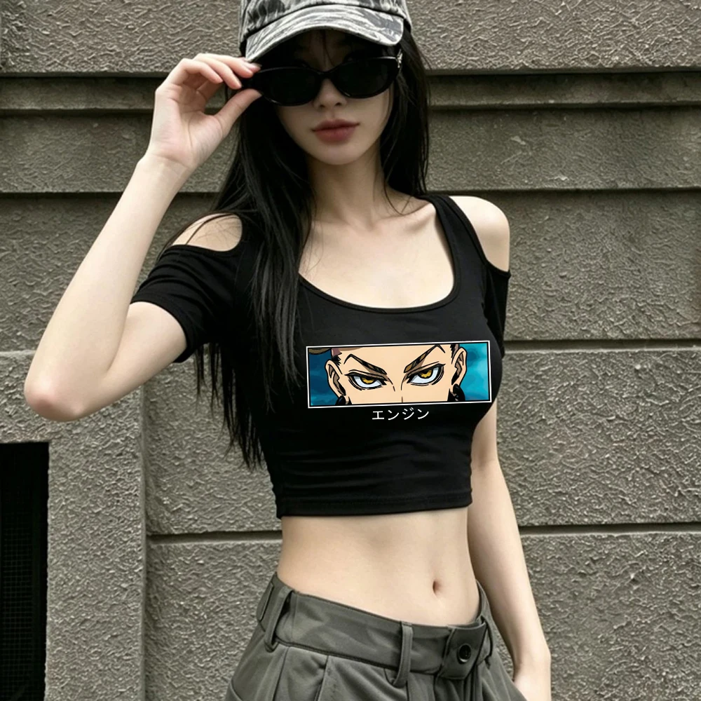 Gachiakuta cropped top teen korean fashion 2000s goth alternative  emo t-shirt manga meme gyaru japanese streetwear