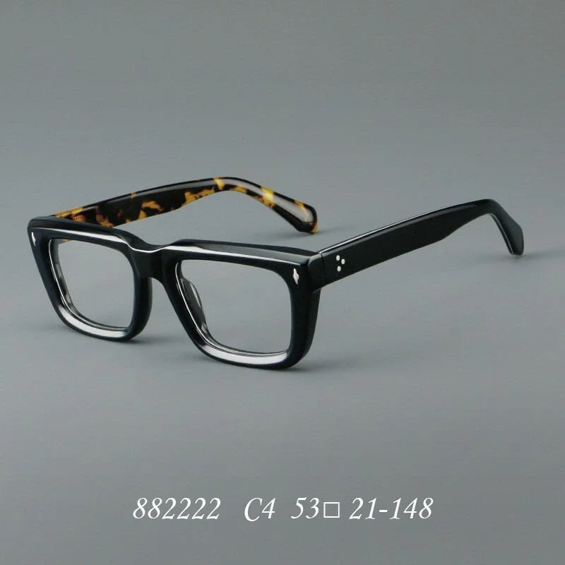 Fashion Thick Rectangular Acetate Eyeglasses Frames Men Women Retro 53mm Full Rim Eyewear Support Prescription Lenses