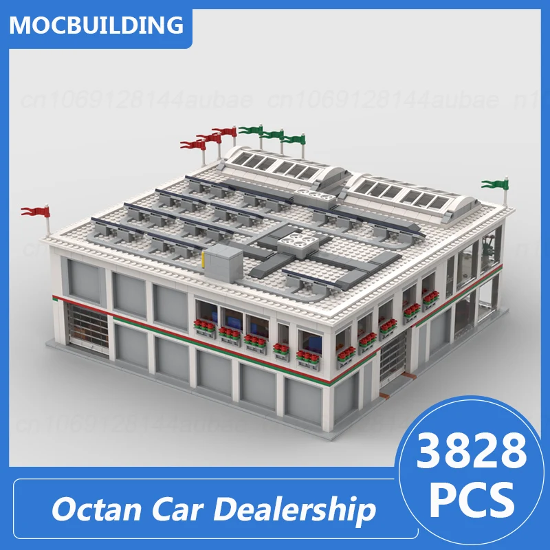 Octan Car Dealership City View Architecture Model Moc Building Blocks Diy Assemble Bricks Creative Display Toys Gifts 3828PCS