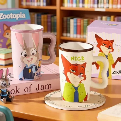 

Disney Anime Large-capacity Ceramic Mug Kawaii Cartoon Mickey and Minnie Nick and Judy Cute High-quality Couple Water Cup Gift