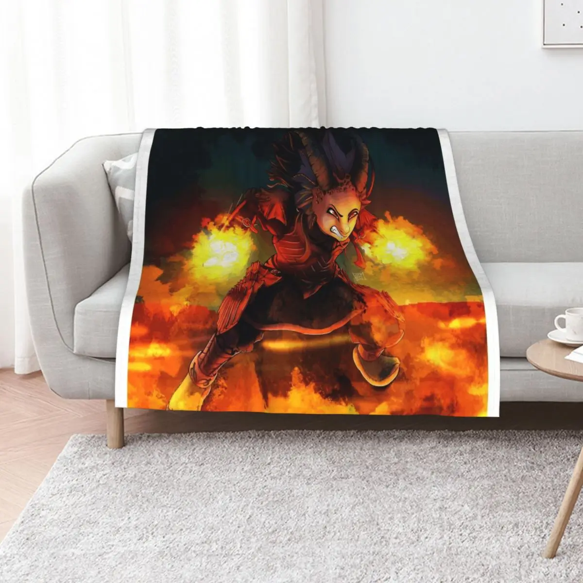 Efreet the Daraco of Fire Throw Blanket Beach Comforter Weighted Vintage Softest Picnic Blankets