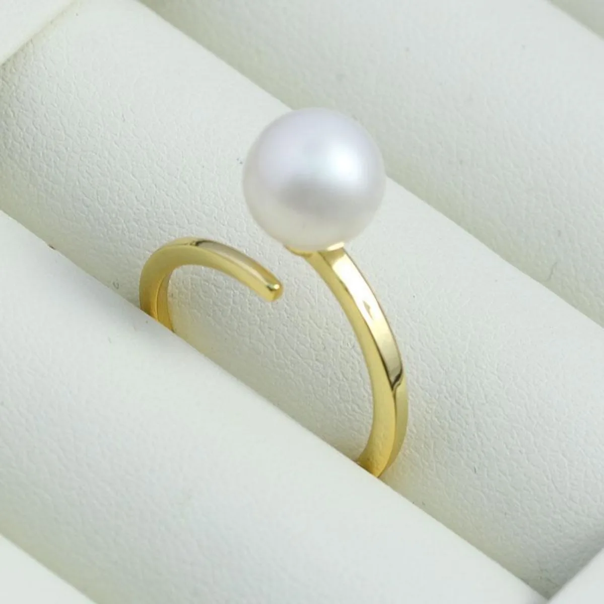 14K Gold Plated Brass Plain Open Adjustable Ring Base Simple Versatile For DIY Pearl Ring Jewelry Making
