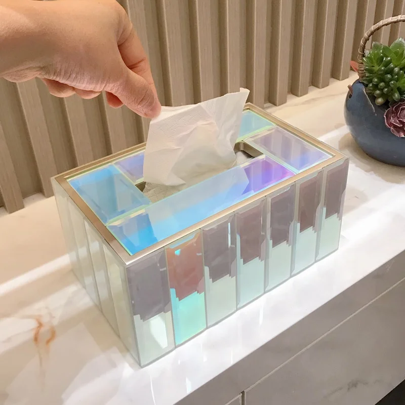 Luxurious Multi-Color Glass Tissue Box Creative Design Home Simple Fashion Living Room Bedroom Entrance Dining Room