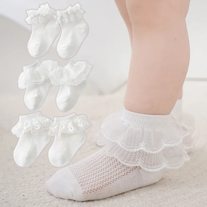 

Kids Girls Dance Socks Cute Summer Lace Trim Baby Princess Dress Walking Socks for Baby Toddler Clothing Accessory