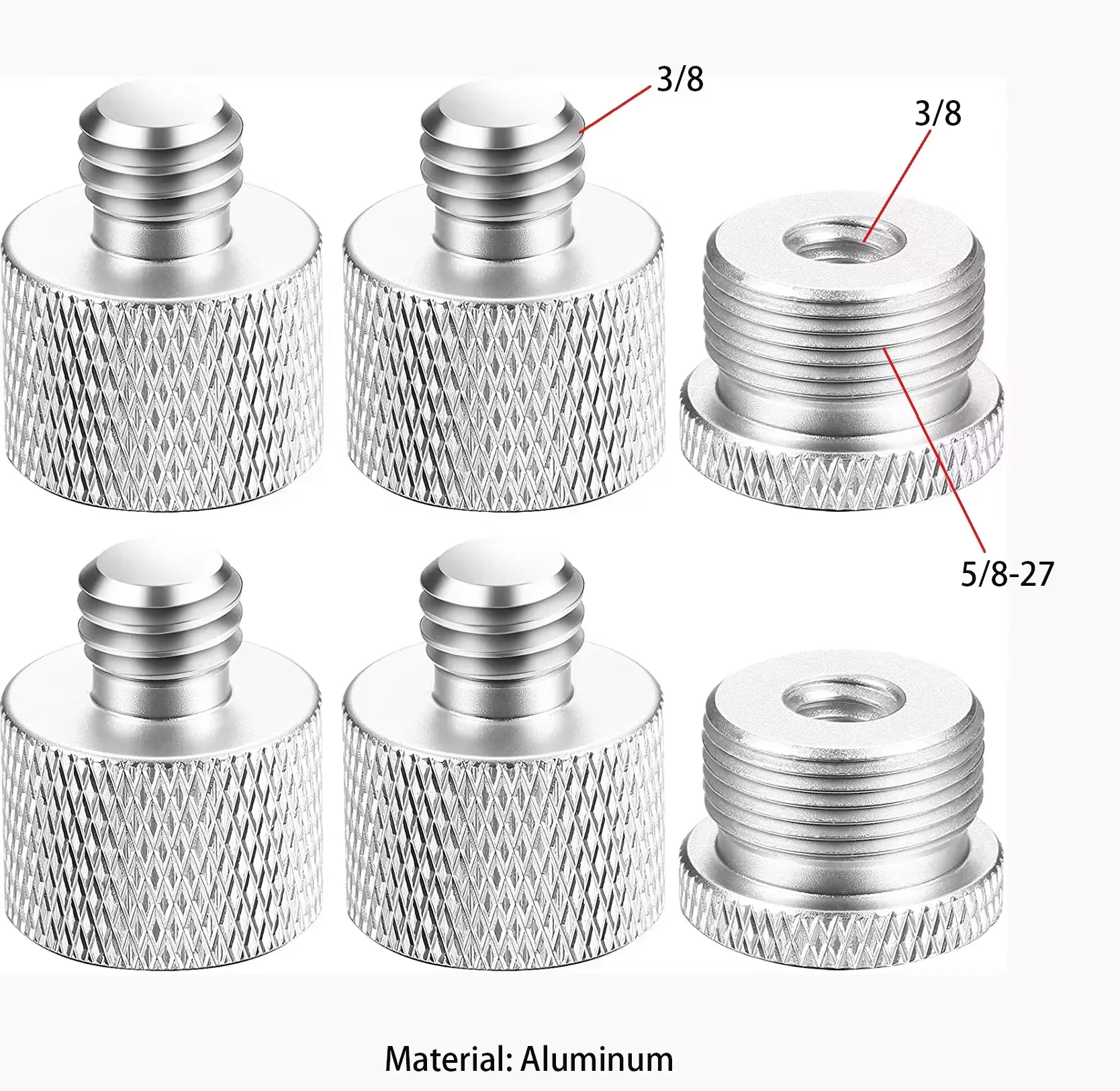 6 Pieces Mic Thread Adapter Set Mic Stand Adapter 5/8 Female to 3/8 Male and 3/8 Female to 5/8 Male Screw Adapter Thread for Mic