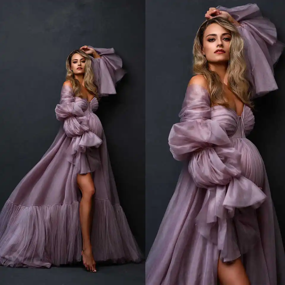 

Graceful Maternity Dresses Women Robe Nightgown Long Sleeves Sleepwear Bathrobe Prom Bridesmaid Pajamas Custom Made