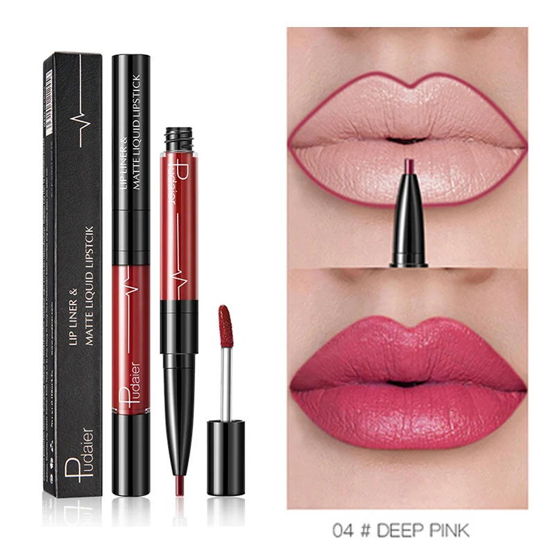 Double-end Matte Lipstick Pen Lip Liner Gloss Long-lasting Waterproof Tattoo Paint Lip Tint Matte Stick Lip Gloss Lip Pigment