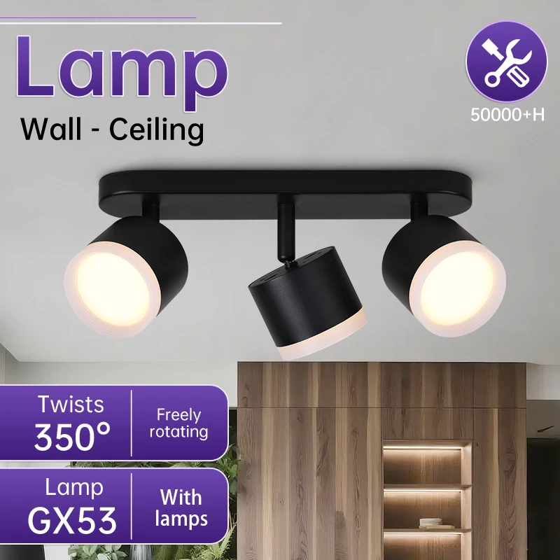 GX53 Led Ceiling Lamp 220V 3 Color Spot Lamps DownLight Replaceable Bulb Ceiling spotlight for Living Room Kitchen Corridor