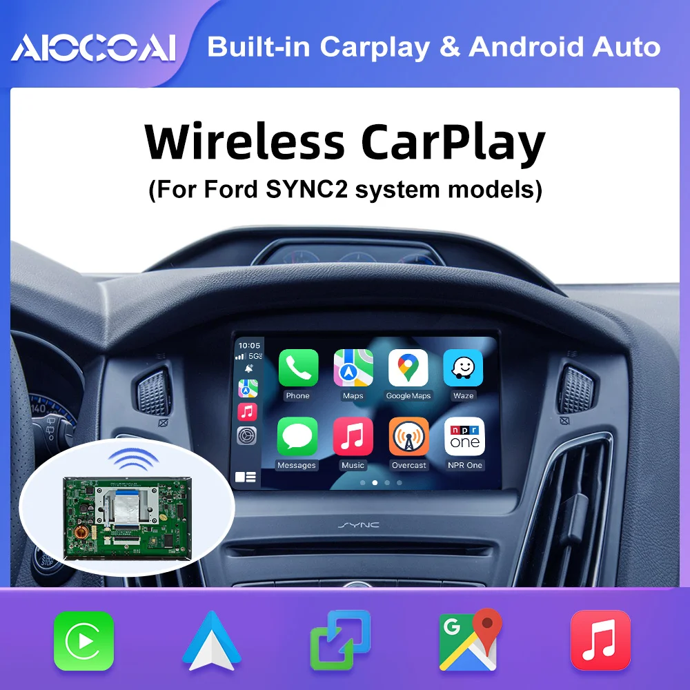 AIOCOAI Wireless Carplay & Android Auto Retrofit interface for Ford Edge Kuga Mondeo Focus SYNC 2 system 8