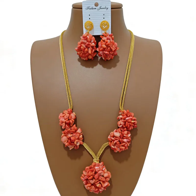 Newest Nigerian Coral Bead Jewelry Set Wedding African Bridal Necklace Jewellery Set 2026