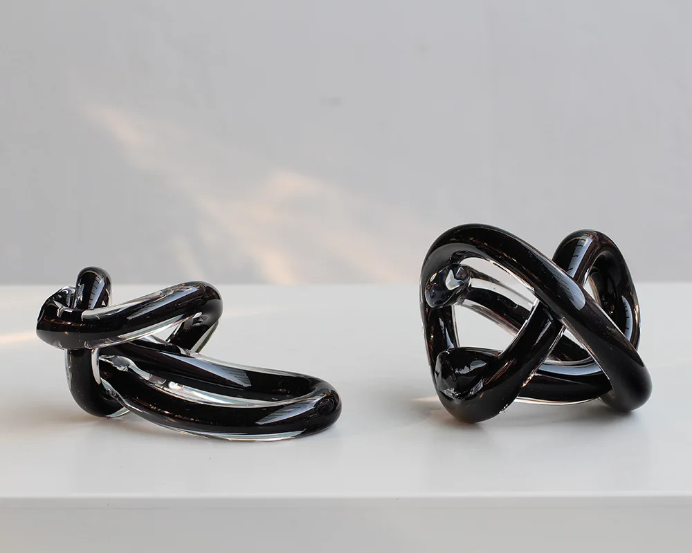 Creative Hollow Geometric Glass Sculpture Hollow Glass Twine Transparent Knot Decorative Figurines Home Improvement Accessories