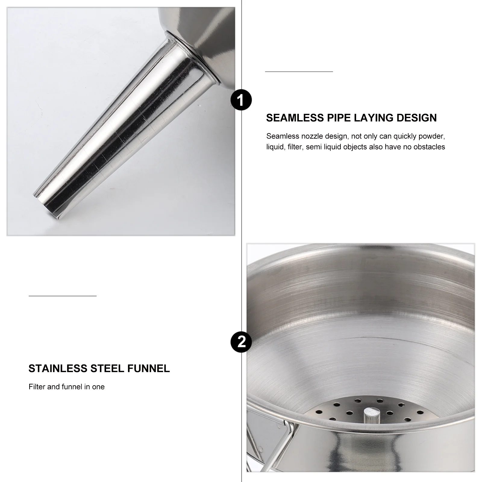 

Large Mouth Stainless Steel Funnel For Oil Liquid Transfer Kitchen Bottle Filling Tool Metal Funnel For Jam Juice Soy