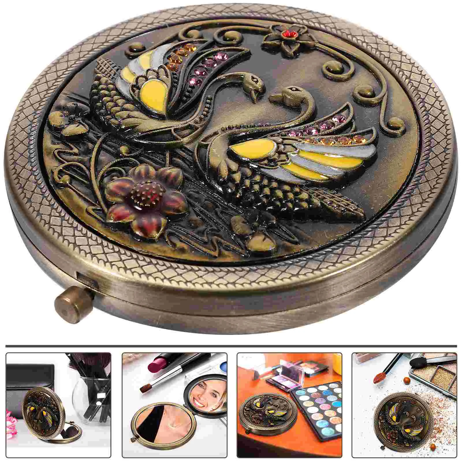 Vintage Compact Mirror Folding Small Pocket Makeup Mirror for Travel or Your Purse Elegant and Portable