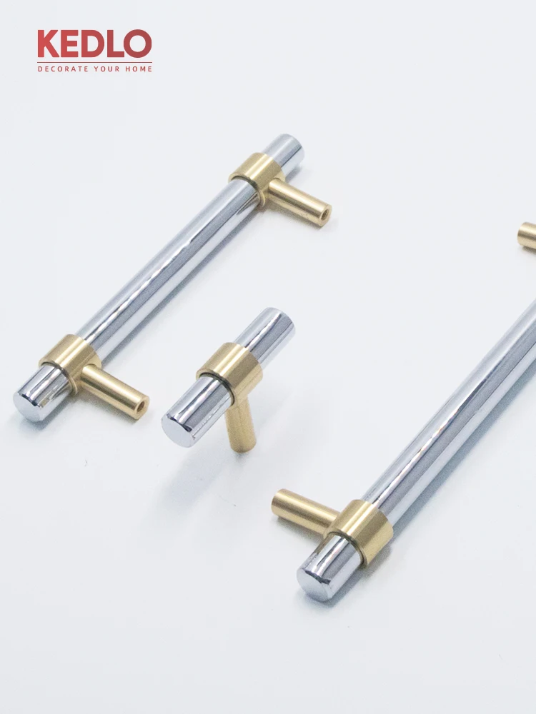 KEDLO Moderner europäischer Stil, silberfarbener, glänzend verchromter Griff, massiver Messing-Langgriff für Küchenschranktüren, dicker Griff – Detail 6