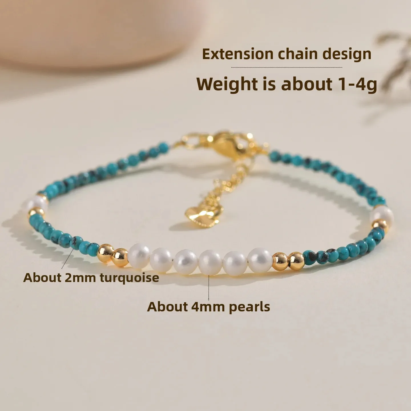 Natural Turquoise Pearl Bracelets Small Rice Beads Fashion Original Exquisite Compact Women's Elegant Light Luxury Hand String