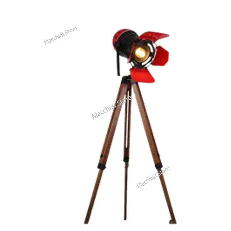 Floor Lamp American Retro Solid Wood Remote Control Creative Simple Bedroom Living Room Industrial Wind