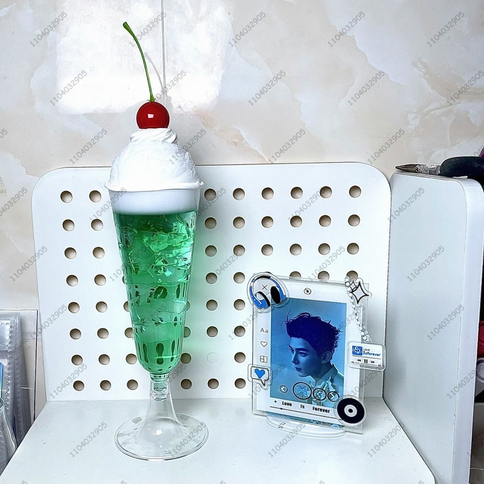 Modelo de taza de Soda verde, artesanía hecha a mano, helado de Soda, taza de cristal artesanal, adornos de escritorio, regalo de decoración para habitación de niñas