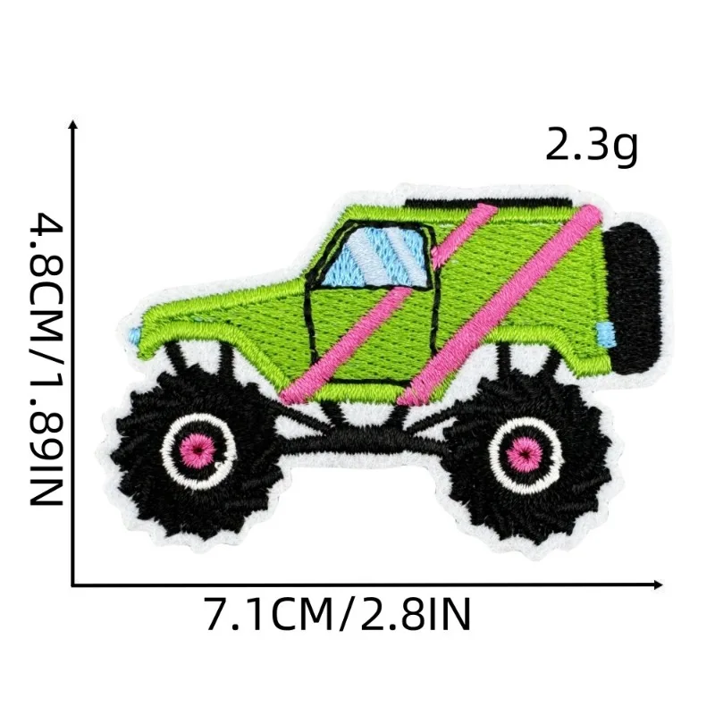 12Pcs Truck Iron on Patches Colorful Racing Car Vehicle Repair Embroidered Applique for Kids Boys Clothing Backpack Hat DIY