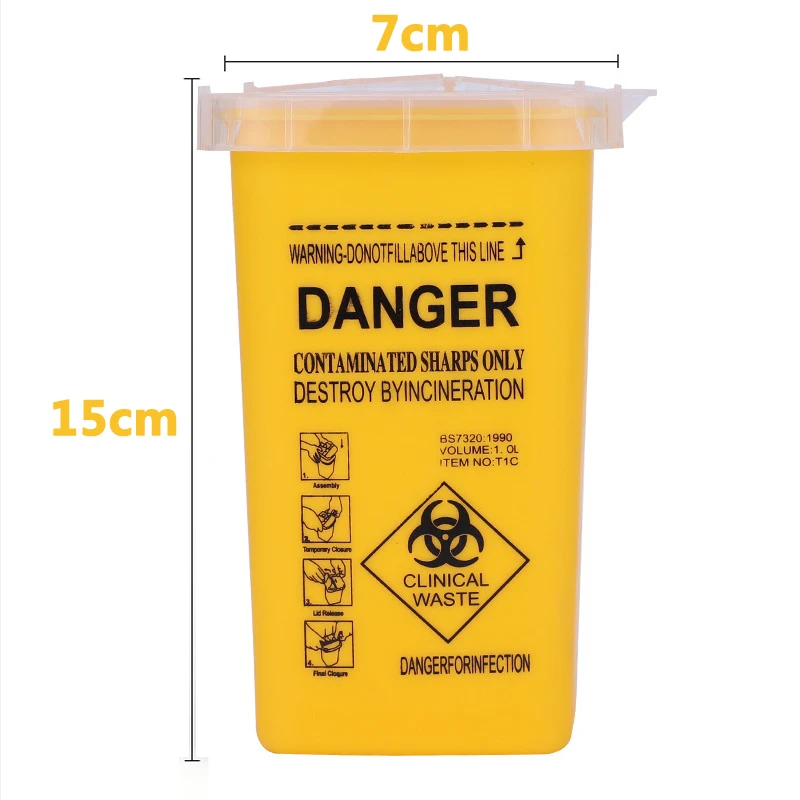 Tattoo Collection Bucket 1L Plastic Tattoo Sharps Bin Waste Box Disposable Needle Tips Recycling Peramemt Makeup Accessories