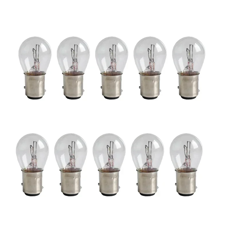 10Pcs DC12V 380 BAY15D 1157 21/5W Natural White Glass Double Filament Warm White Car DRL Stop Brake Lights Halogen Bulb