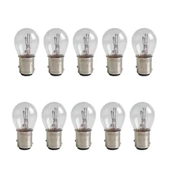 10Pcs DC12V 380 BAY15D 1157 21/5W Natural White Glass Double Filament Warm White Car DRL Stop Brake Lights Halogen Bulb