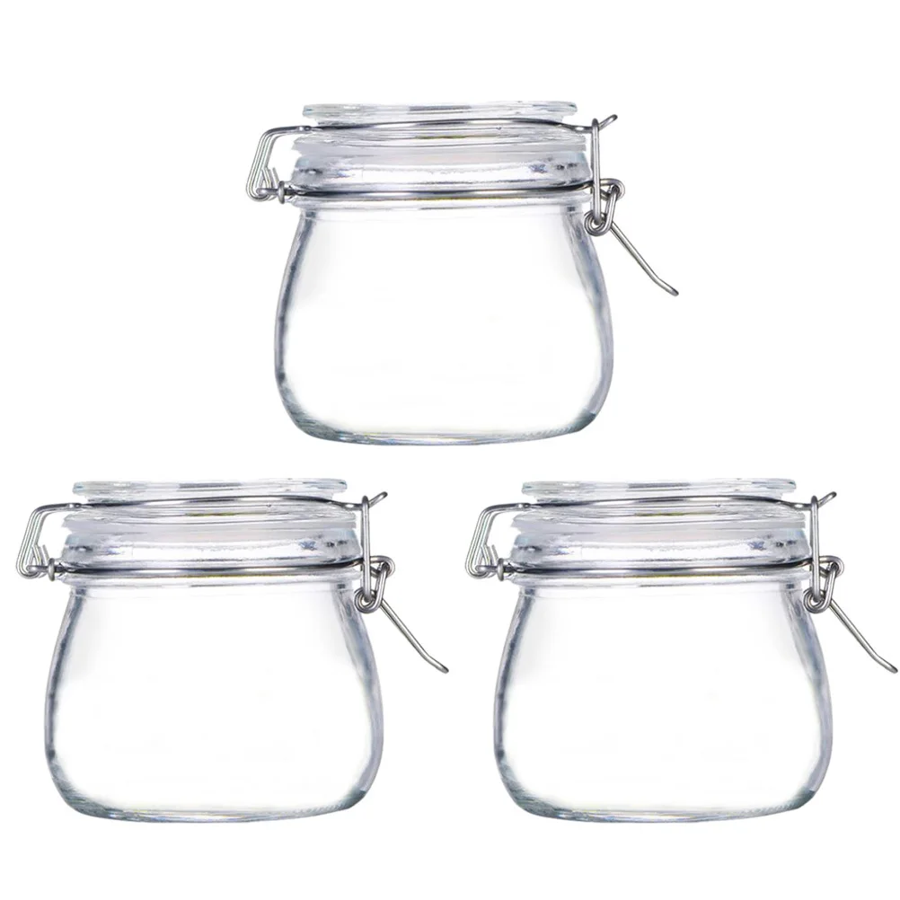 

3Pcs Sealed Glass Storage Jars Borosilicate Clasp Jars Food Containers Kitchen Canister Tea Snack Pickle Storage