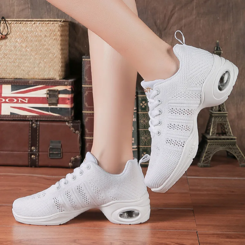 Women Aerobics Shoes Dance Sneakers White Jazz Dance Shoes Adult Competitive Girls Hip-hop Dancing Shoes Sneakers