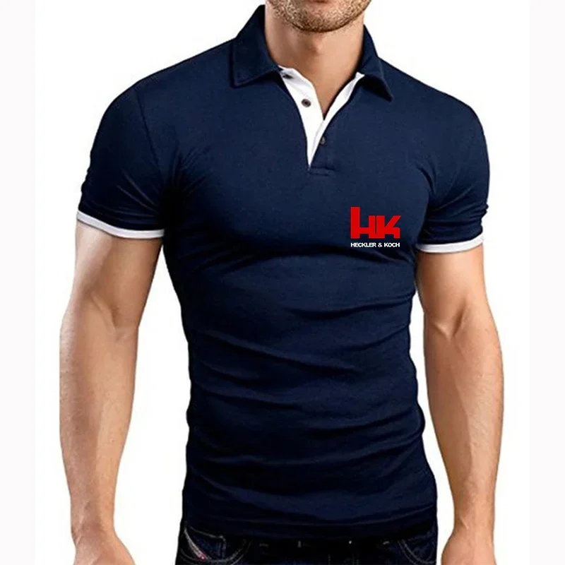 2024 Summer Men's HK Heckler Koch Firearms No Compromise Logo Print Solid Color Quick Drying Cotton Popular Handsome Polo Shirts