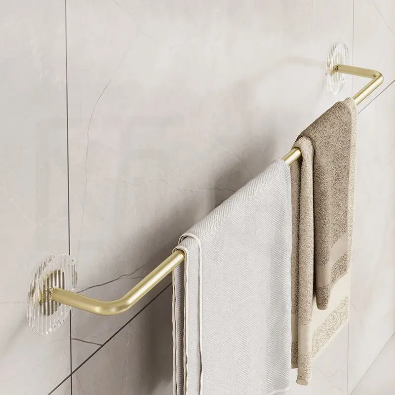 Self Adhesive Towel Bar Gold Acrylic Base Wall Mounted Towel Rack Rustproof Metal Towel Holder For Bathroom Kitchen Toilet No
