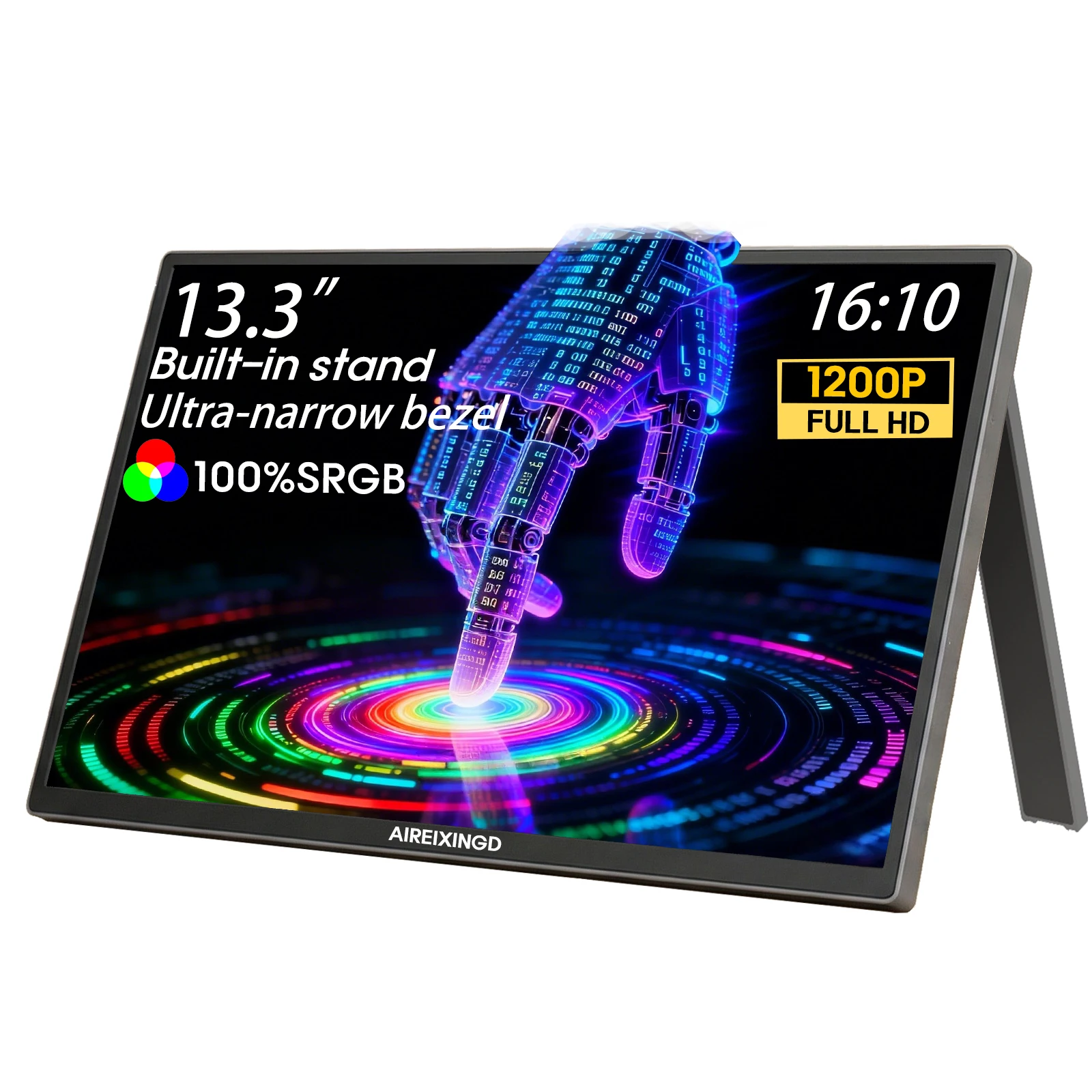13.3'' Portable Monitor Display 1920*1200 16:10 IPS Panel 100% sRGB Extend Monitor For Mobile Phone Gaming TV Box