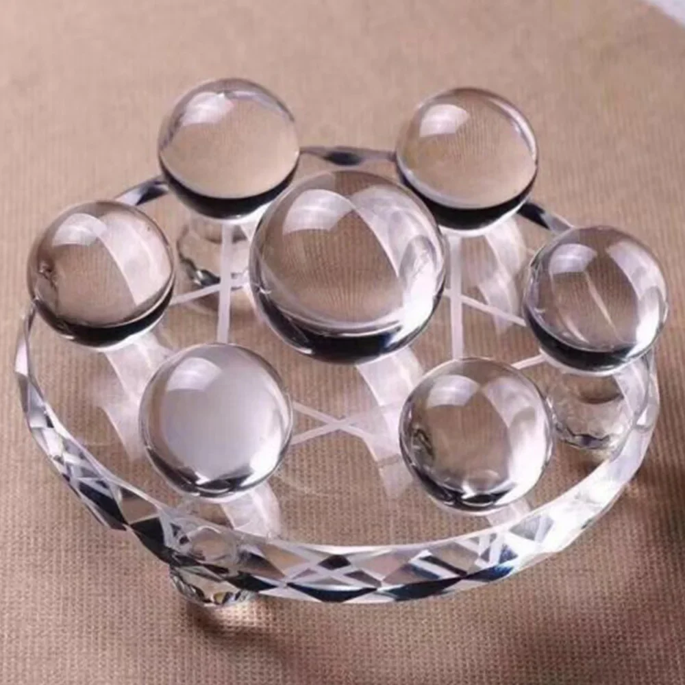 7Pcs Seven Star Array Clear K9 Crystal Ball Sphere Glass Energy Reiki Healing Lucky Home Decor Gifts